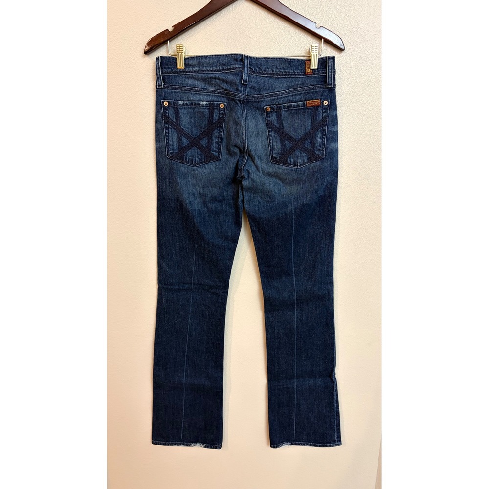 7 For All Mankind Mia Jeans Size 30 Dark Wash Bootcut Mid Rise Embroidered - Picture 3 of 7